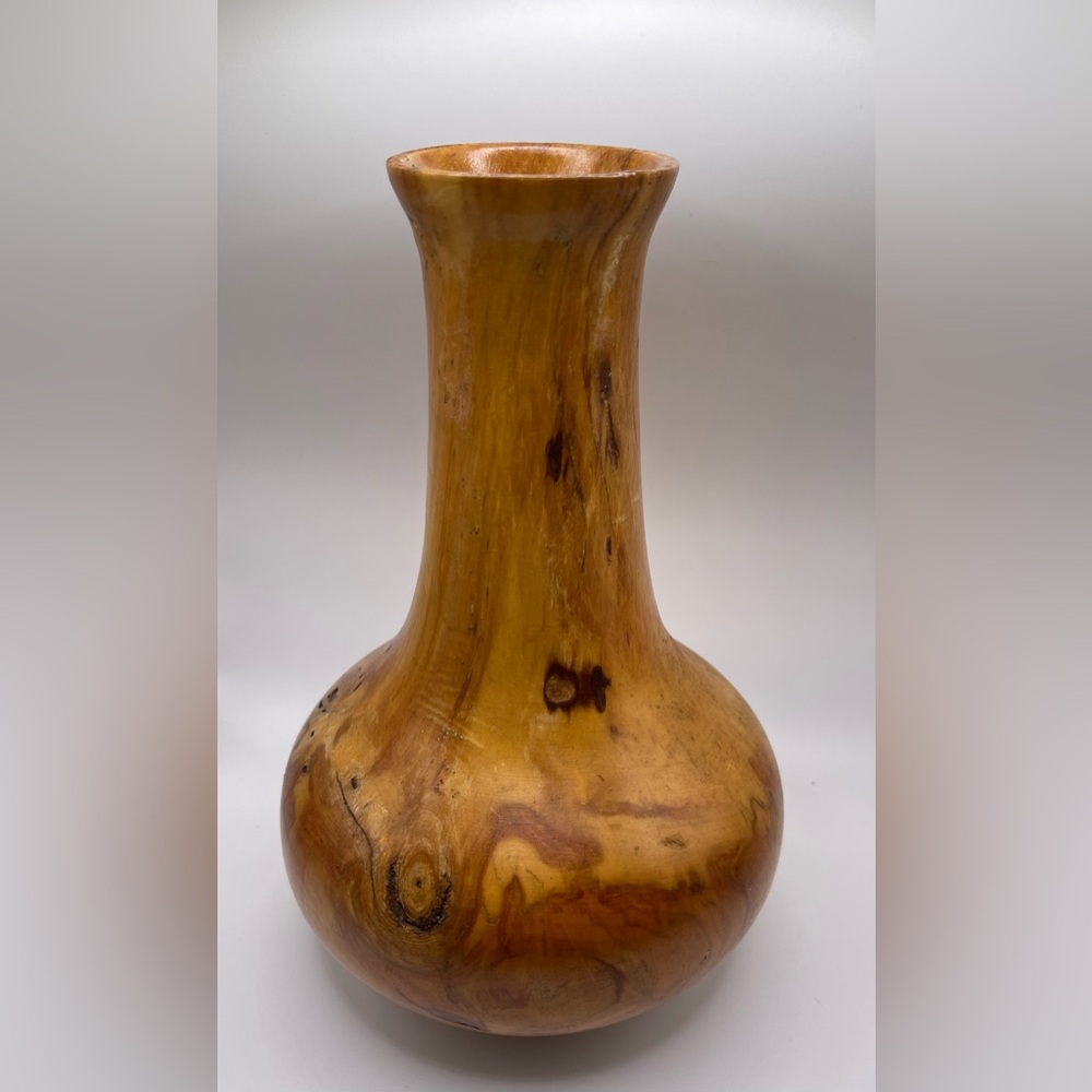 Vtg Gold Creek Aspen Wood Vase J Stratton